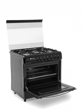 White Point Free Standing Gas Cooker 80*60 with 5 burners in Black Color & Mirror Oven Door WPGC8060BA